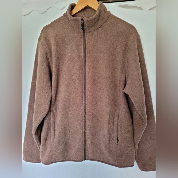 Amazon Essentials Men's Polar Fleece Knit Jacket Full Zip Biege Heather Large - Picture 2 of 15